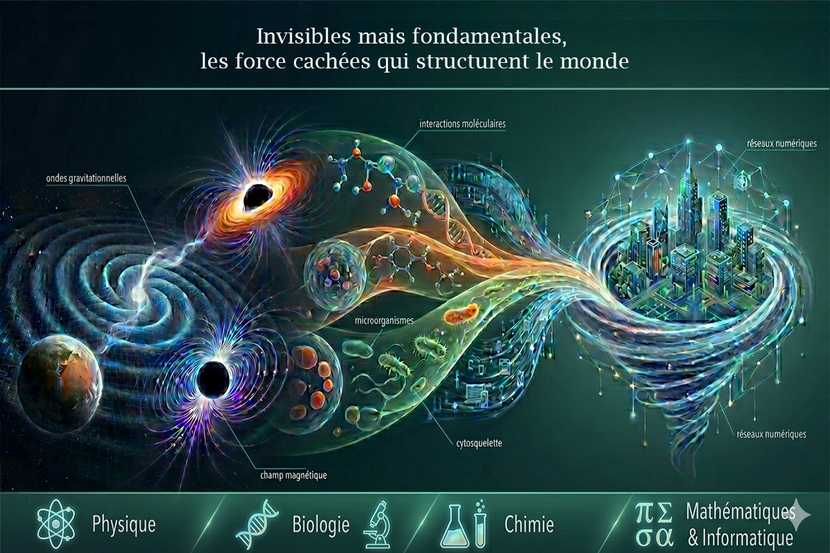 Visuel demi-journée recherche FST juin 2026 - Thématique : Invisibles mais fondamentales, les forces cachées qui structurent le monde