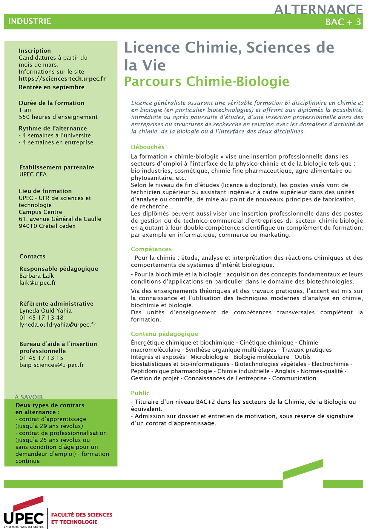 Fiche L3 CB FA FST UPEC