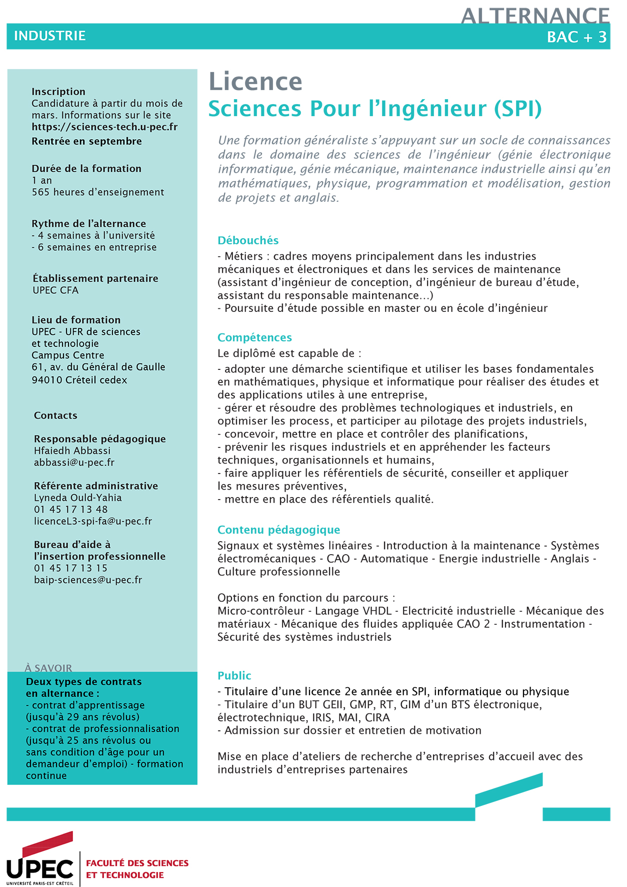 Fiche L3 SPI FA FST UPEC