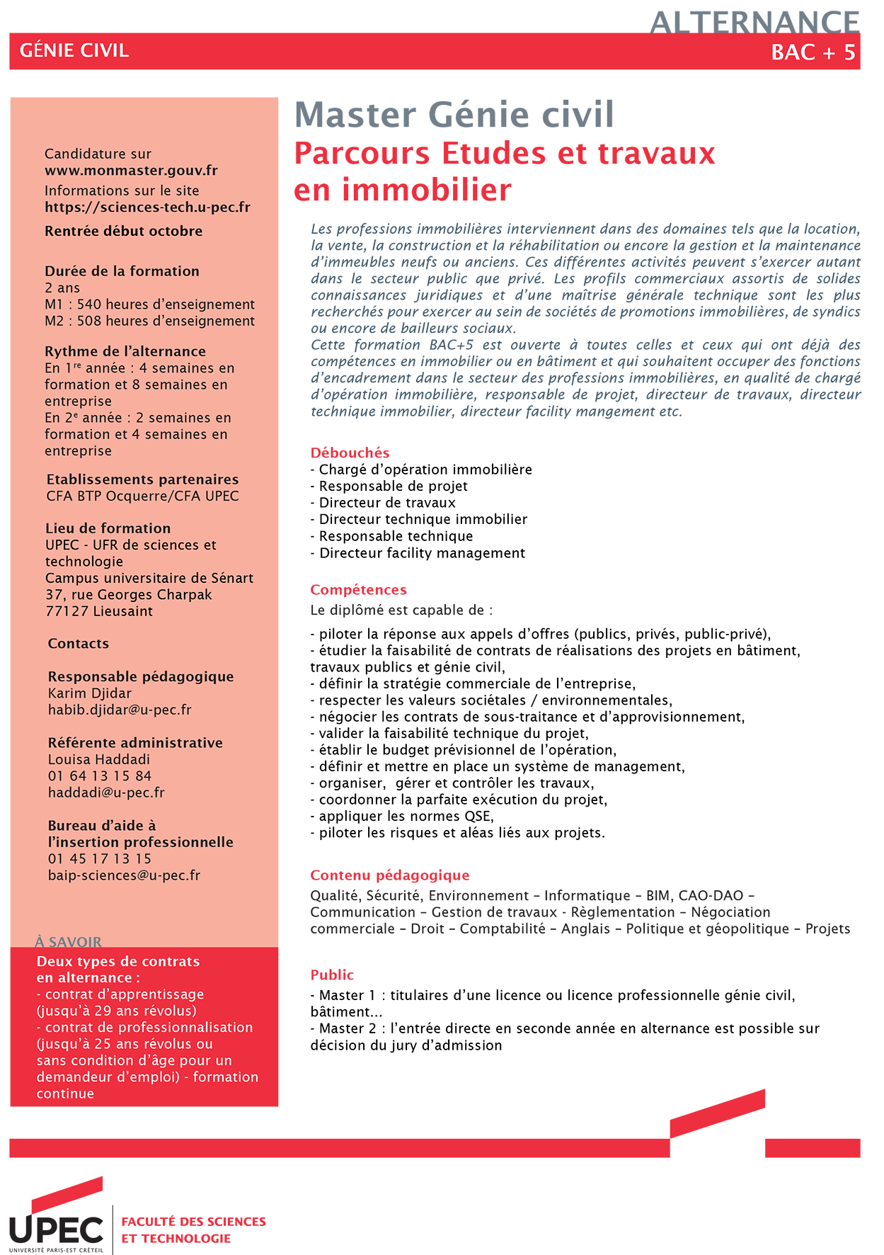 Fiche FA M1 et M2 GC ETI FST