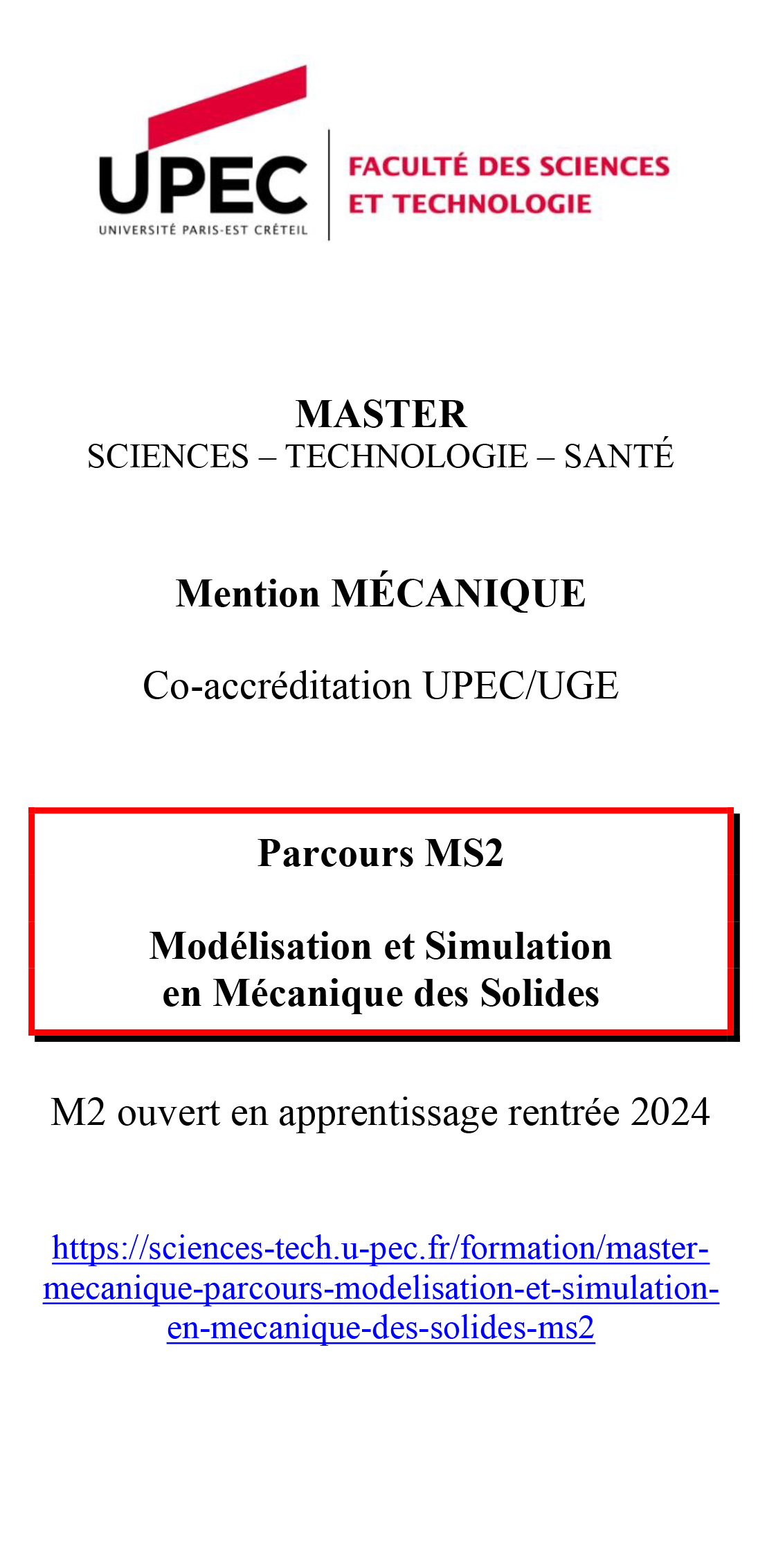 Master Mécanique parcours Modélisation et simulation en mécanique des ...