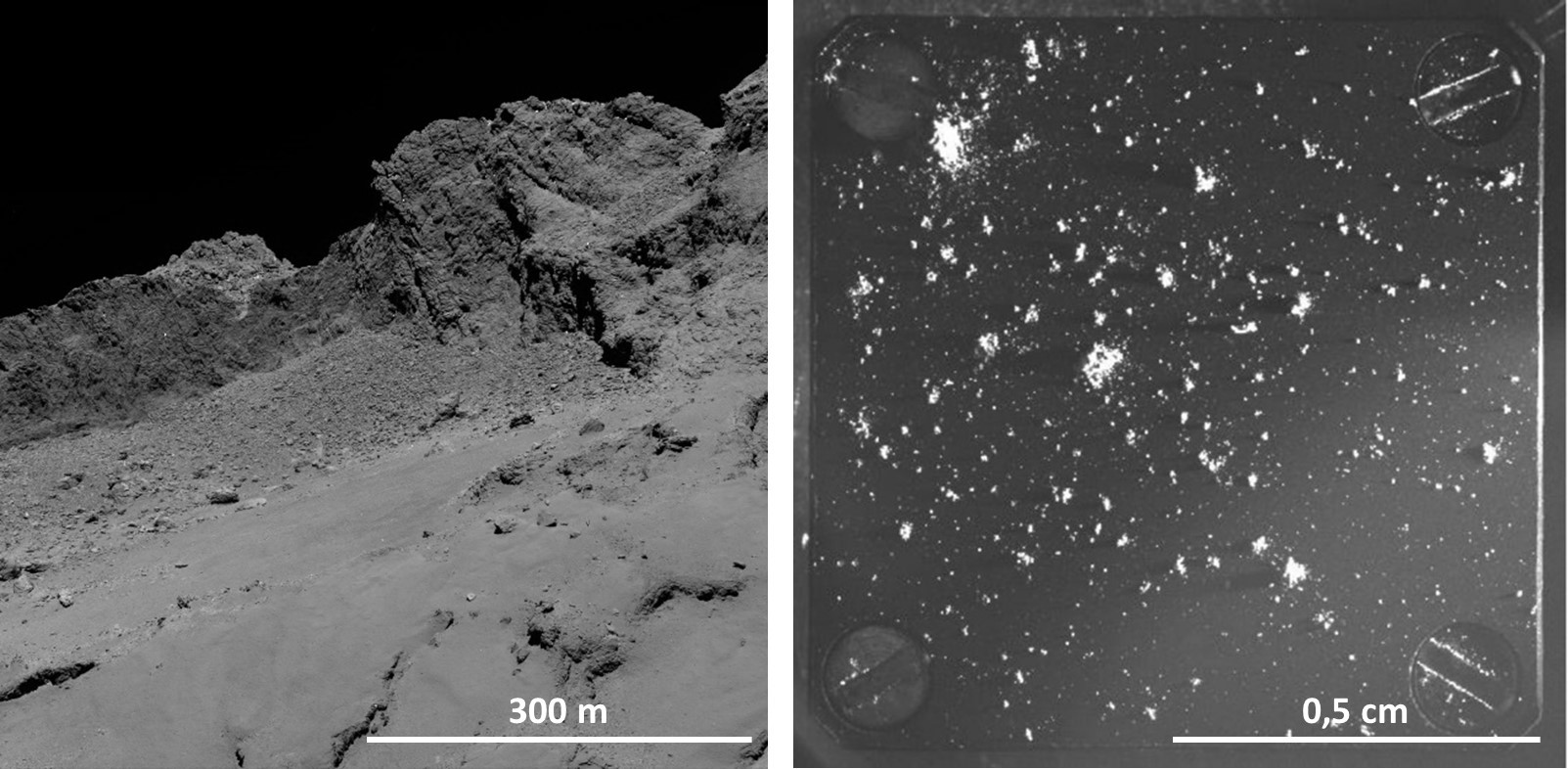 Surface du noyau cométaire vu par Rosetta